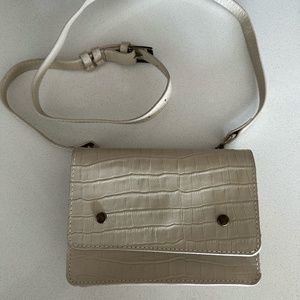 Able Convertible Mare Belt Bag in Bone Croco